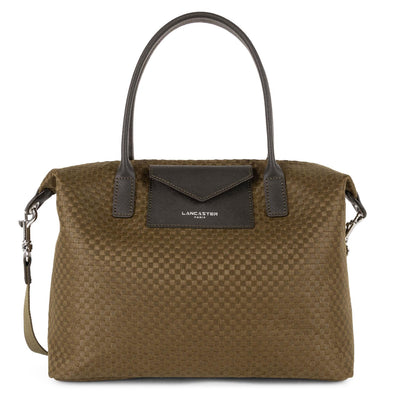 sac cabas main - actual damier tréssé #couleur_tabac