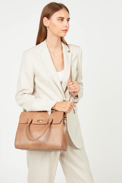 sac à main - exotic lézard & croco cn #couleur_camel-lzard