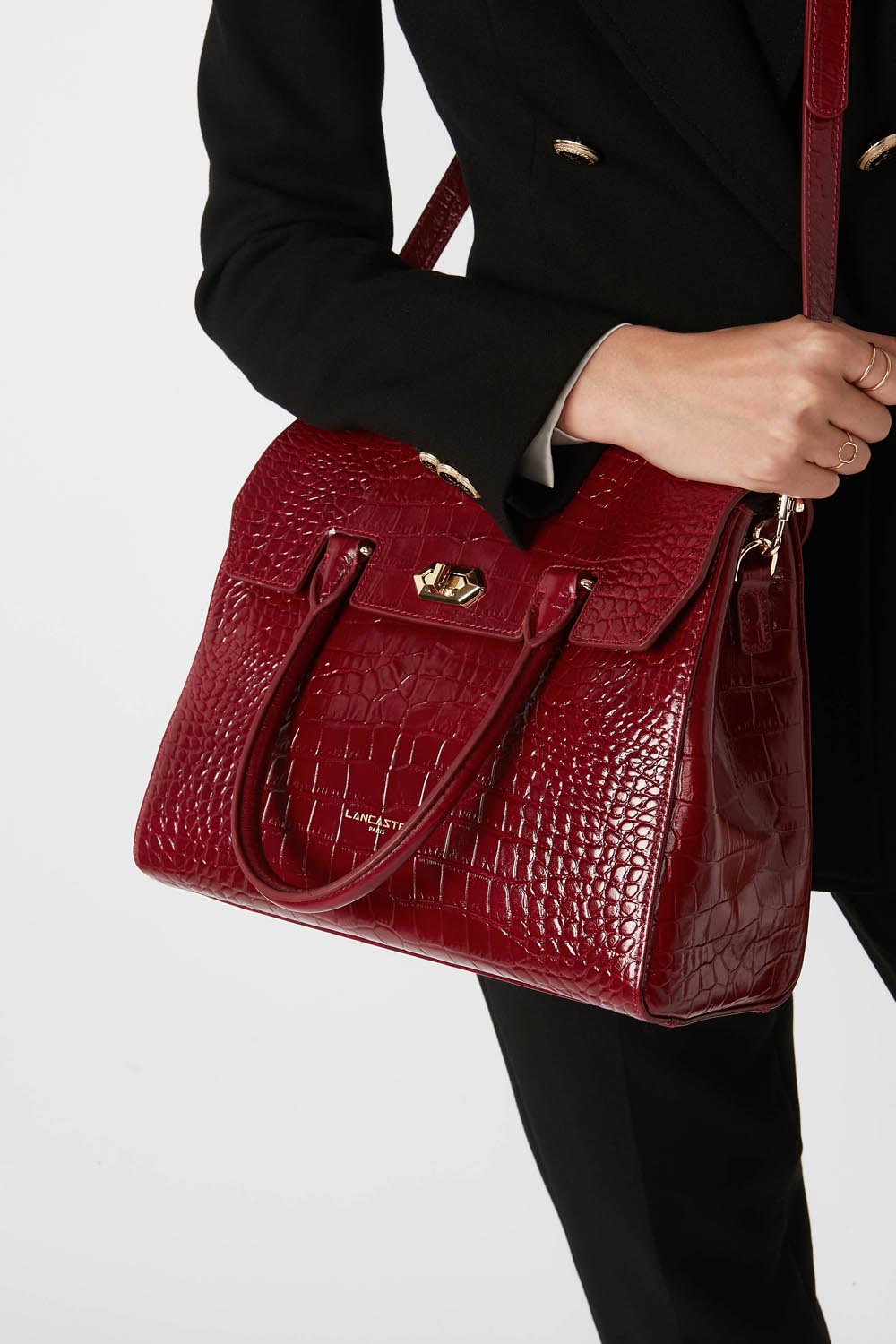 sac à main - exotic lézard & croco cn #couleur_carmin