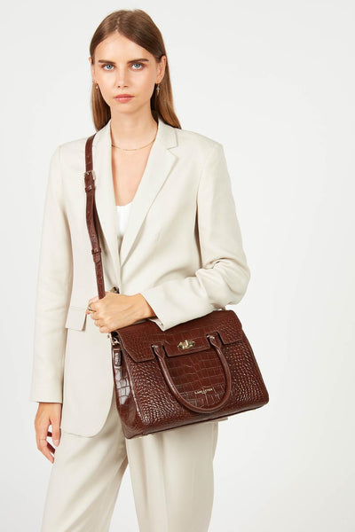 sac à main - exotic lézard & croco cn #couleur_chataigne