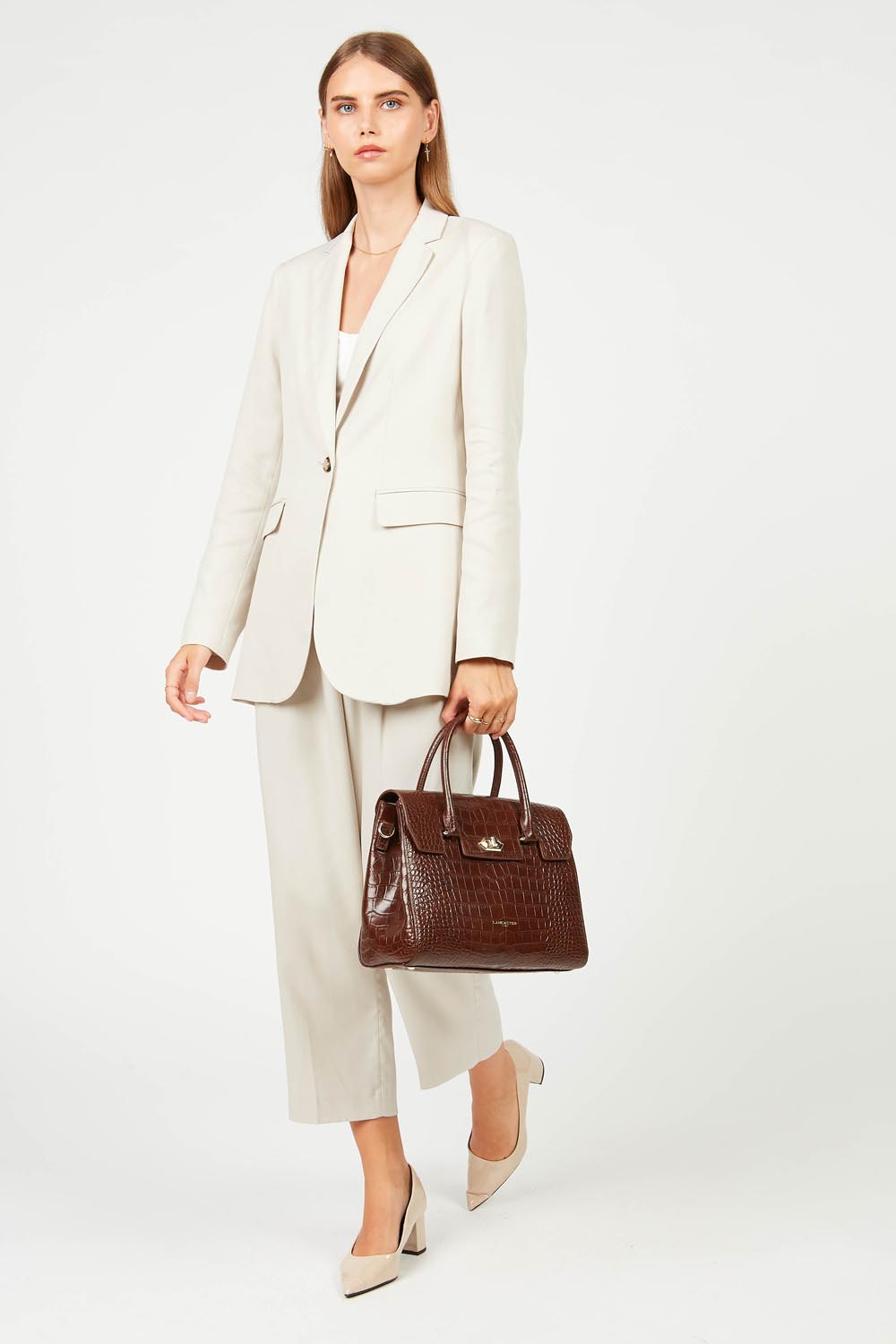 sac à main - exotic lézard & croco cn #couleur_chataigne