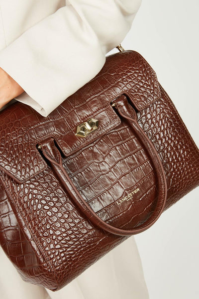 sac à main - exotic lézard & croco cn #couleur_chataigne