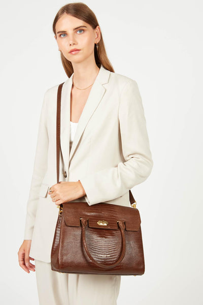 sac à main - exotic lézard & croco cn #couleur_cognac-lzard