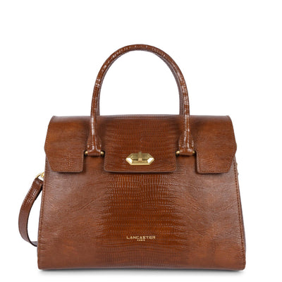 sac à main - exotic lézard & croco cn #couleur_cognac-lzard