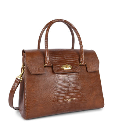 sac à main - exotic lézard & croco cn #couleur_cognac-lzard