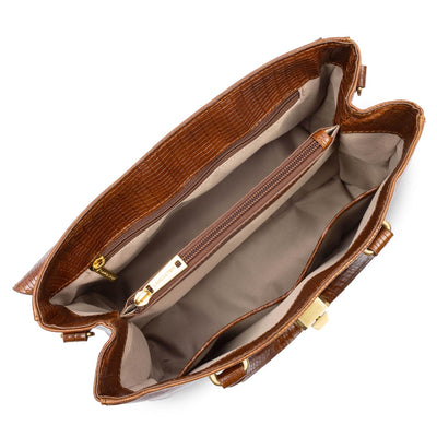 sac à main - exotic lézard & croco cn #couleur_cognac-lzard