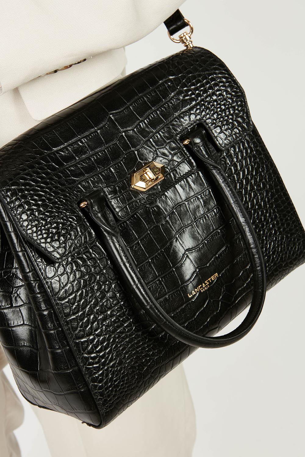 sac à main - exotic lézard & croco cn #couleur_noir