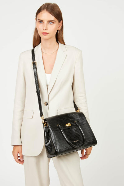 sac à main - exotic lézard & croco cn #couleur_noir-lzard