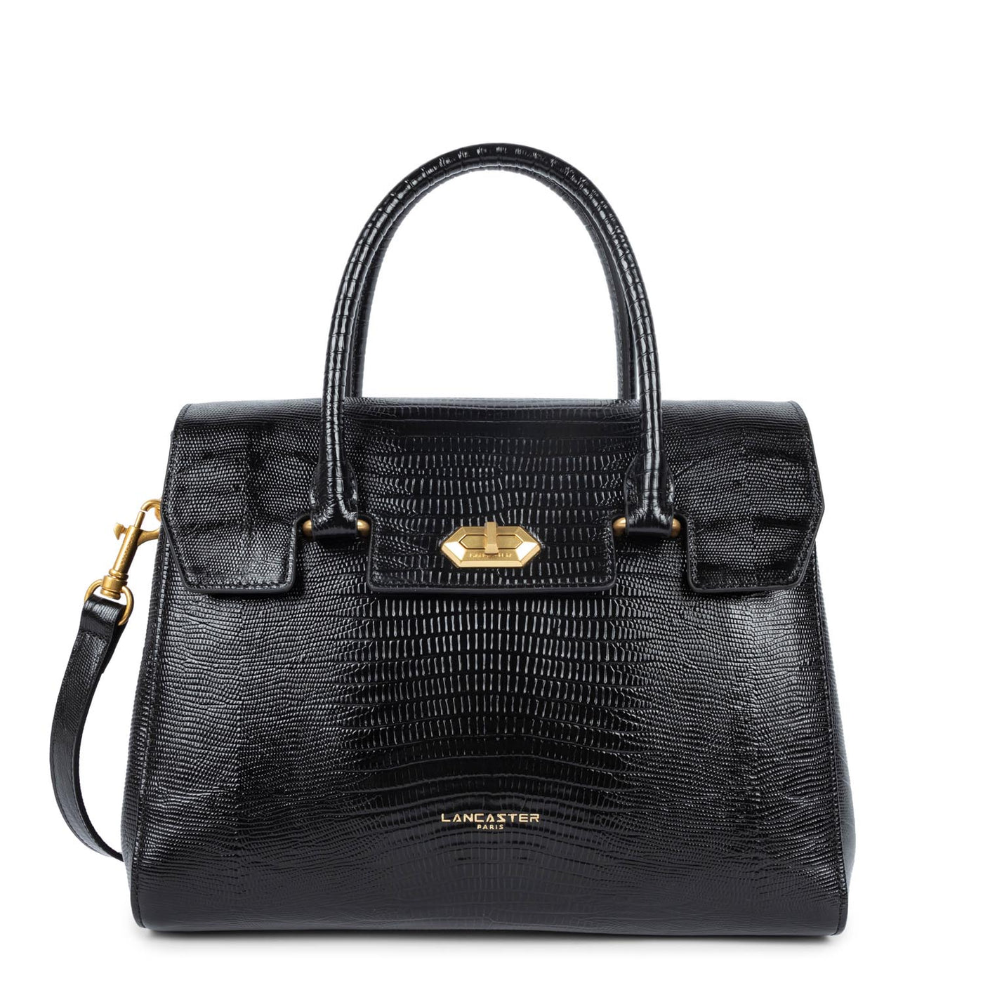 sac à main - exotic lézard & croco cn #couleur_noir-lzard