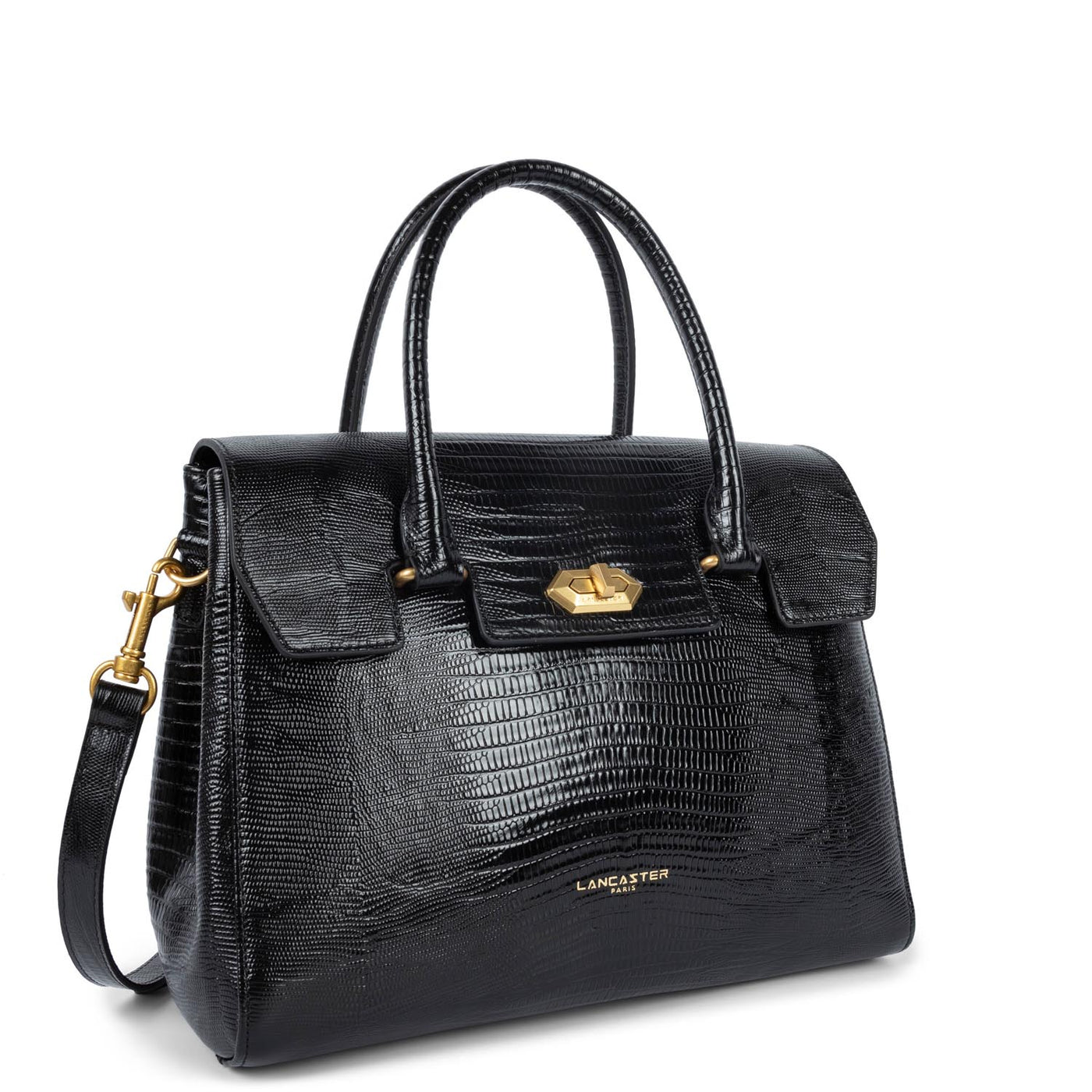 sac à main - exotic lézard & croco cn #couleur_noir-lzard