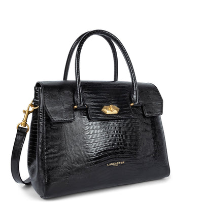 sac à main - exotic lézard & croco cn #couleur_noir-lzard