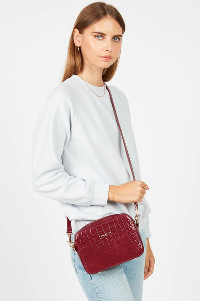 sac reporter - exotic lézard & croco cn #couleur_carmin
