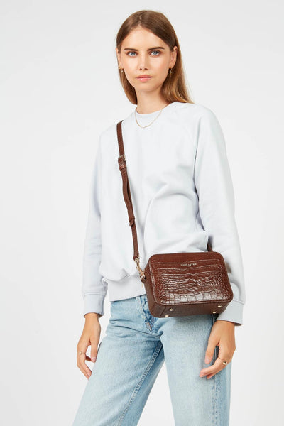 sac reporter - exotic lézard & croco cn #couleur_chataigne