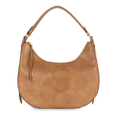 grand sac hobo - exotic lézard & croco cn #couleur_camel-lzard