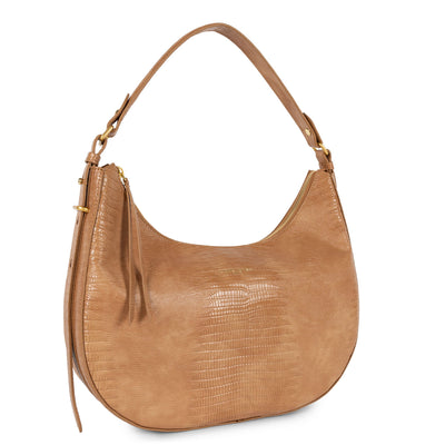 grand sac hobo - exotic lézard & croco cn #couleur_camel-lzard