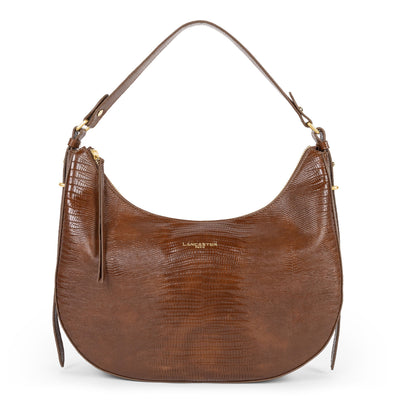 grand sac hobo - exotic lézard & croco cn #couleur_cognac-lzard