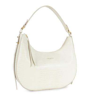 grand sac hobo - exotic lézard & croco cn #couleur_ecru-lzard