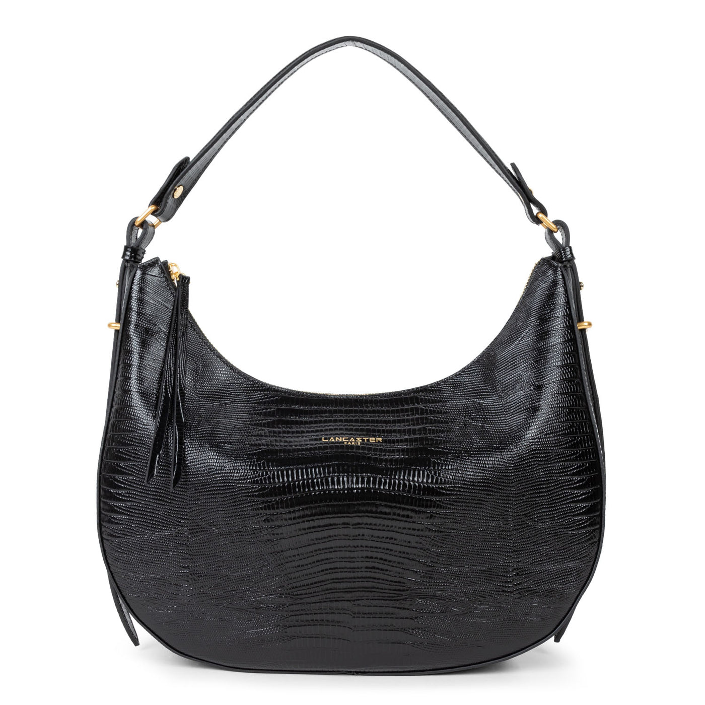 grand sac hobo - exotic lézard & croco cn #couleur_noir-lzard