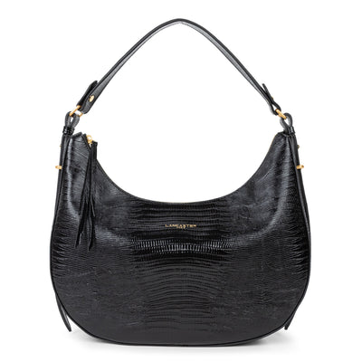grand sac hobo - exotic lézard & croco cn #couleur_noir-lzard