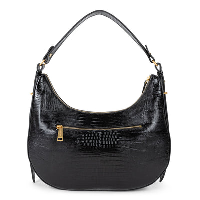 grand sac hobo - exotic lézard & croco cn #couleur_noir-lzard