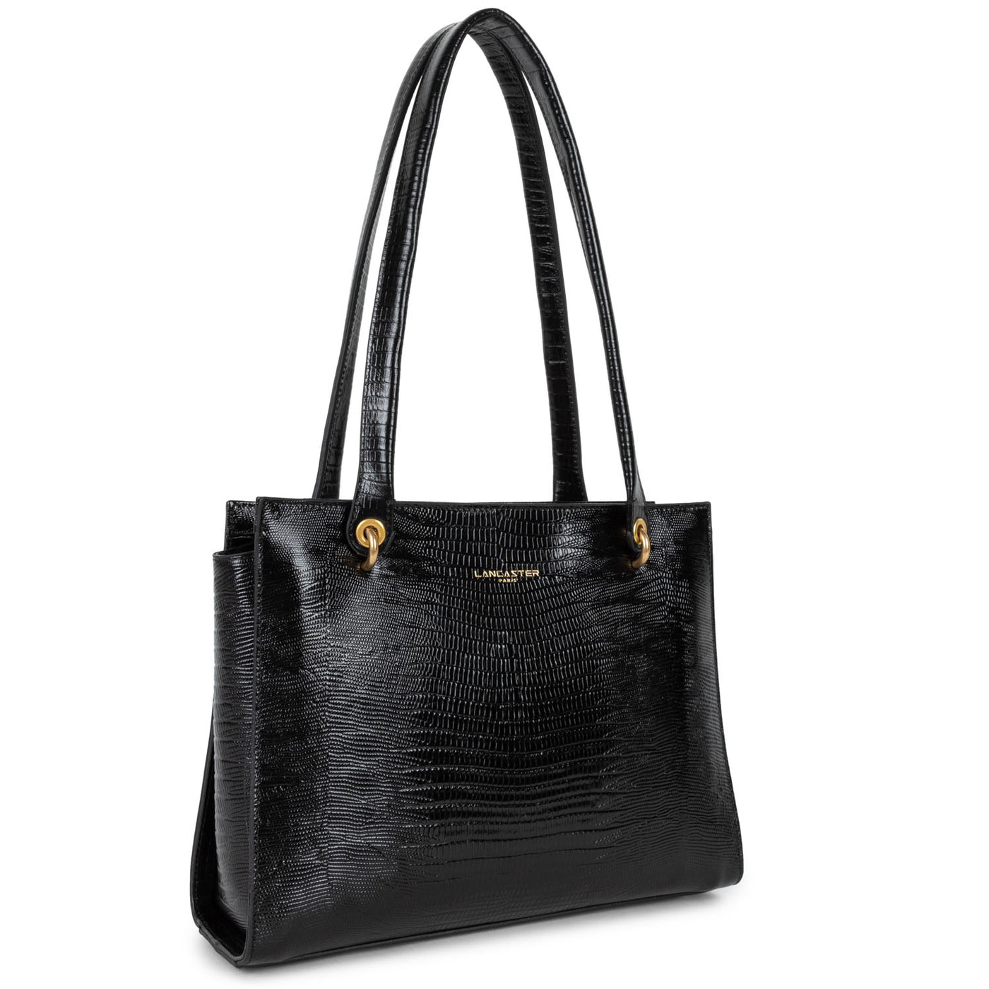 sac cabas épaule - exotic lézard & croco cn #couleur_noir-lzard