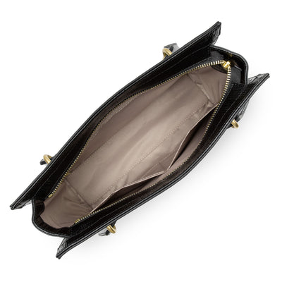 sac cabas épaule - exotic lézard & croco cn #couleur_noir-lzard