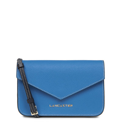 petit sac trotteur - saffiano signature #couleur_bleu-cyan-gris-perle-bleu-fonce