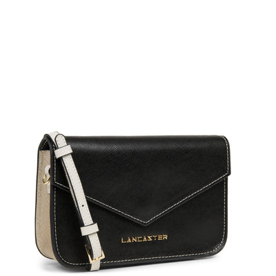 petit sac trotteur - saffiano signature #couleur_noir-champagne-ivoire