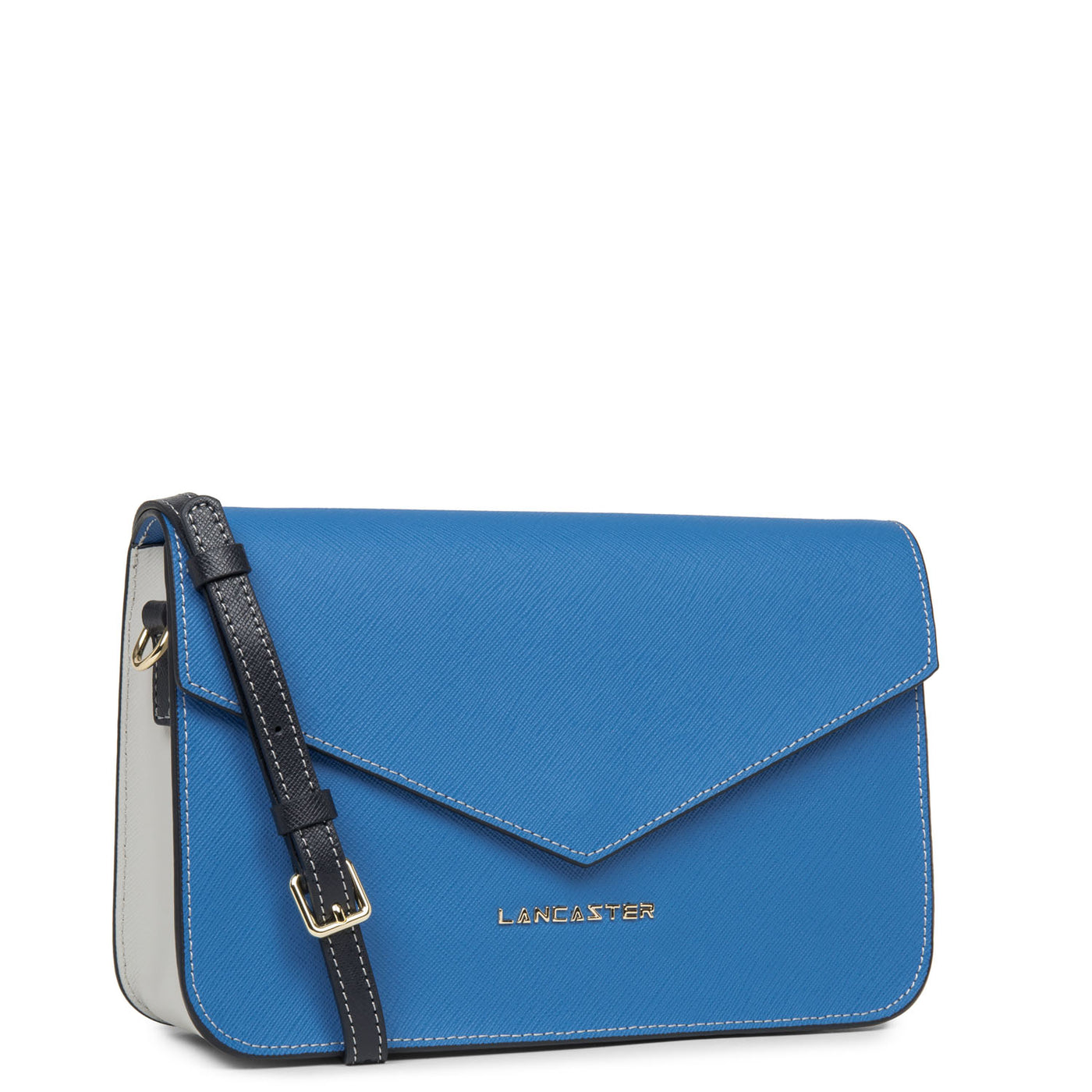 sac trotteur - saffiano signature #couleur_bleu-cyan-gris-perle-bleu-fonce