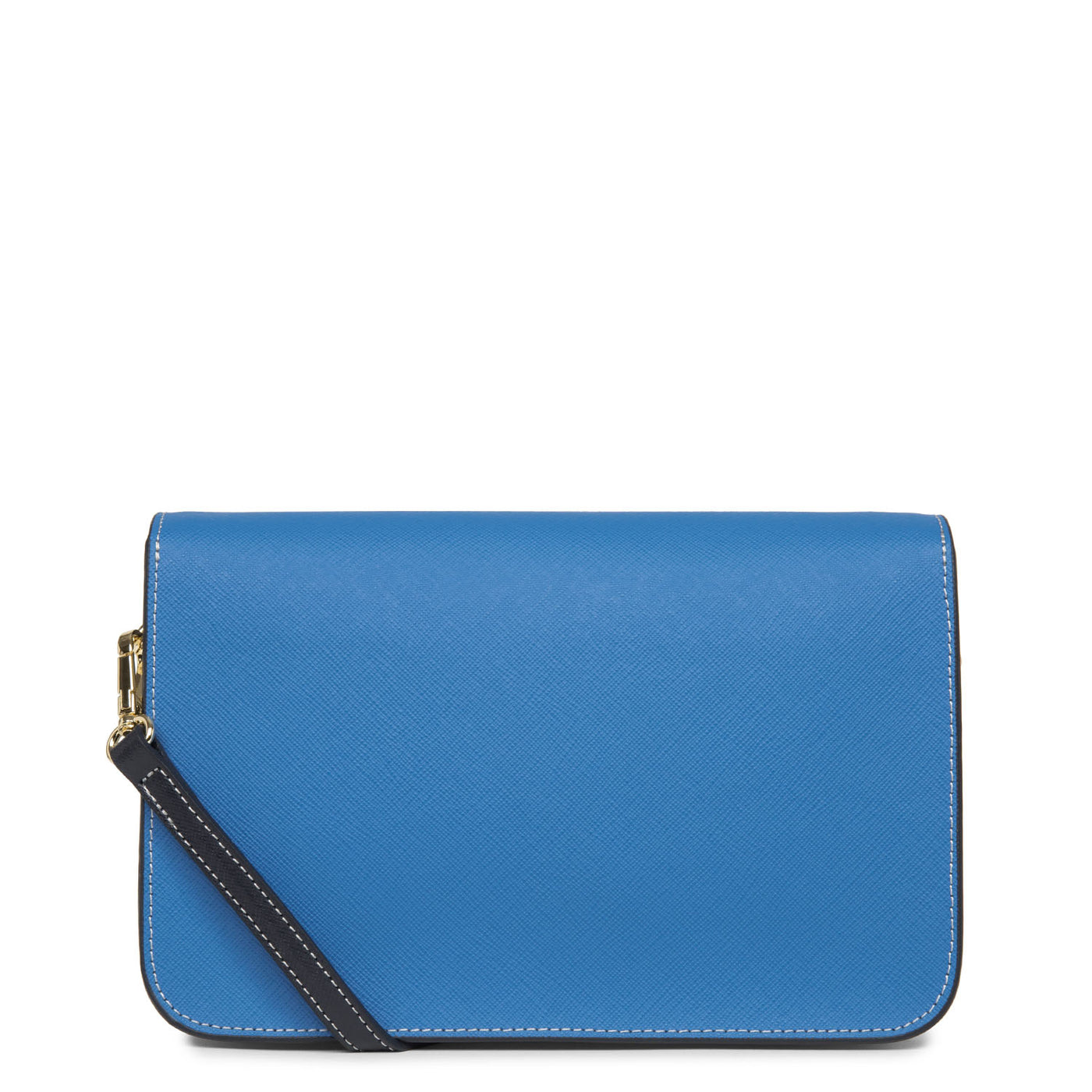 sac trotteur - saffiano signature #couleur_bleu-cyan-gris-perle-bleu-fonce