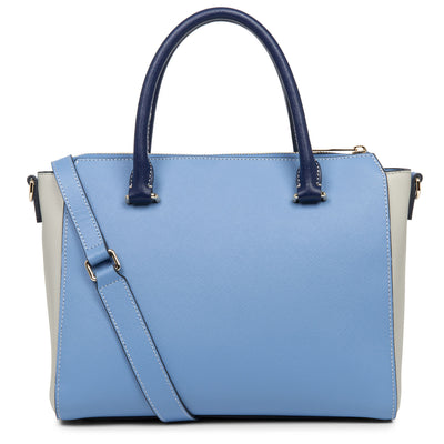 sac à main - saffiano signature #couleur_bleu-ciel-gris-clair-bleu-fonce