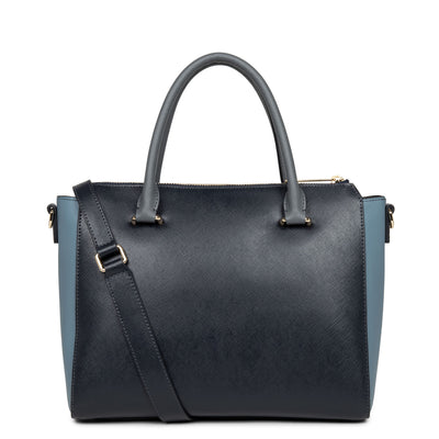 sac à main - saffiano signature #couleur_bleu-fonce-bleu-ardoise-gris