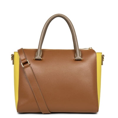 sac à main - saffiano signature #couleur_camel-jaune-vison