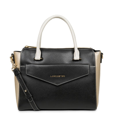 sac à main - saffiano signature #couleur_noir-champagne-ivoire