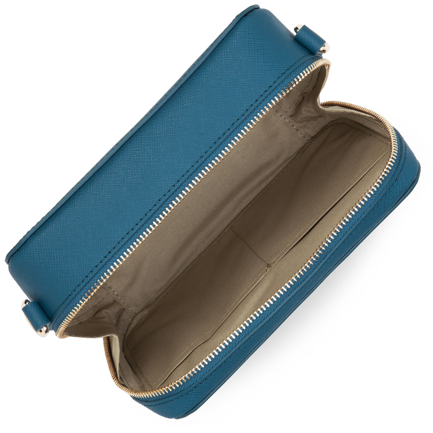 sac trotteur - saffiano signature #couleur_bleu-paon