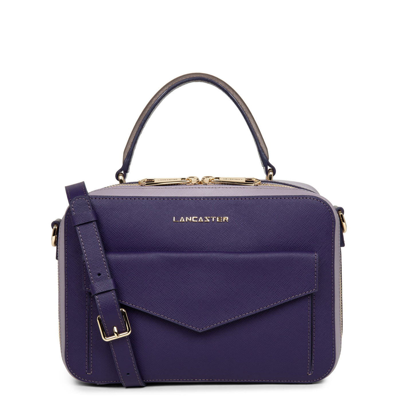 sac à main - saffiano signature #couleur_violet-mauve-or-rose