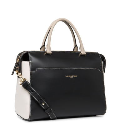 sac à main - smooth or #couleur_noir-ecru-galet-ros